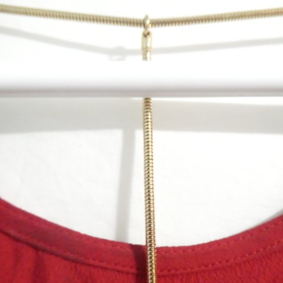 H&M | size 12 | Red Long Sleeve Gold Chain Open Back Dress | NWOT - Picture 10 of 16